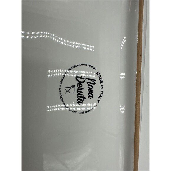 Italy Nova Deruta Rectangular Platter White With Blue Yellow & Green 10" x 6.5" - Picture 5 of 5